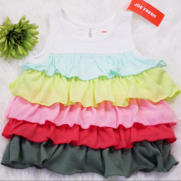 NWT Joe Fresh Multicolor Sleeveless Ruffle Dress - Picture 2 of 4